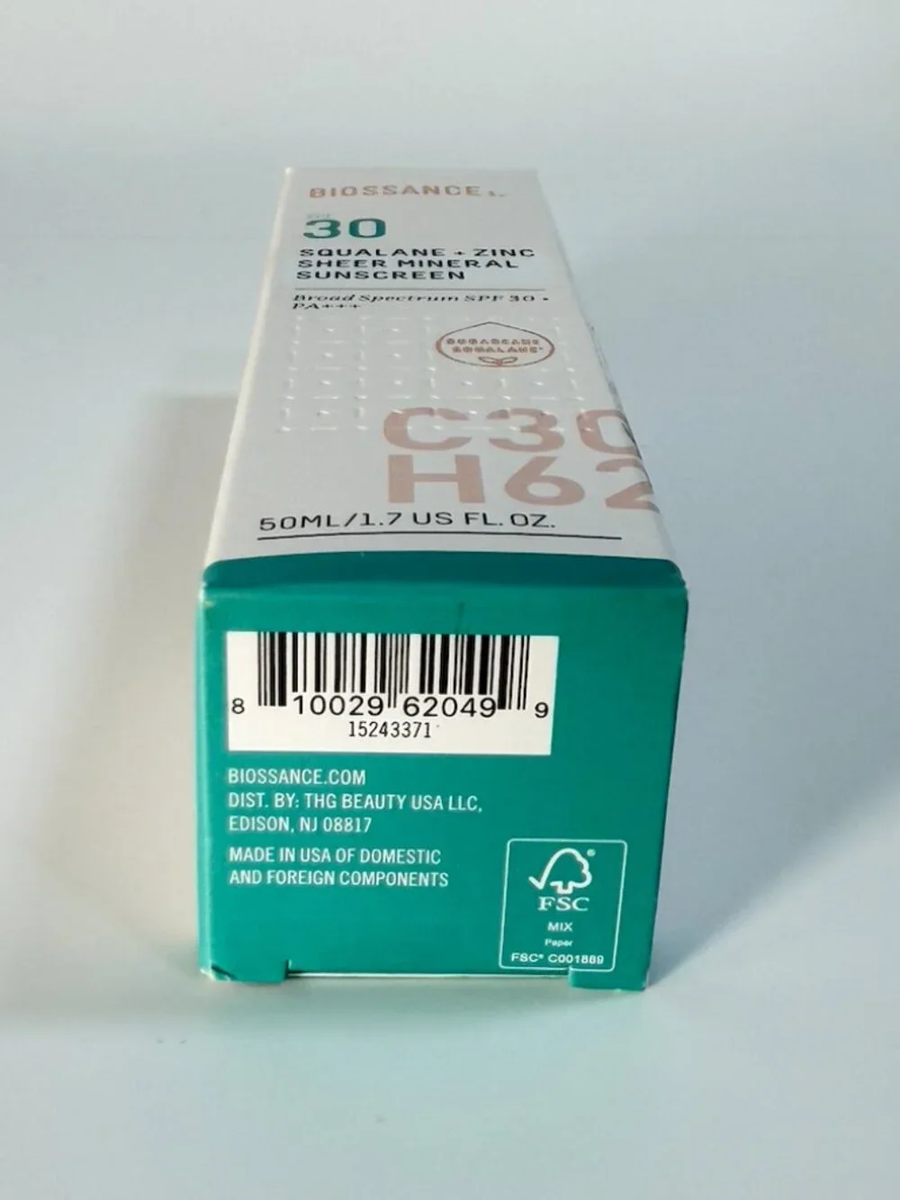 Biossance Squalane + Zinc Sheer Mineral Sunscreen SPF 30 50ml NIB Authentic